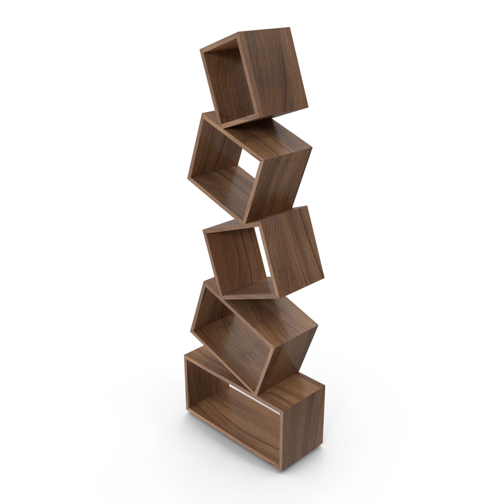 Stacked rotated shelves